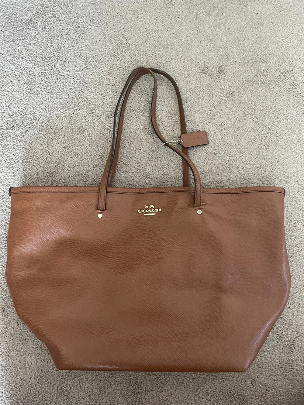 Coach Pebbled Leather Tote in Brown with Gold Hardware
